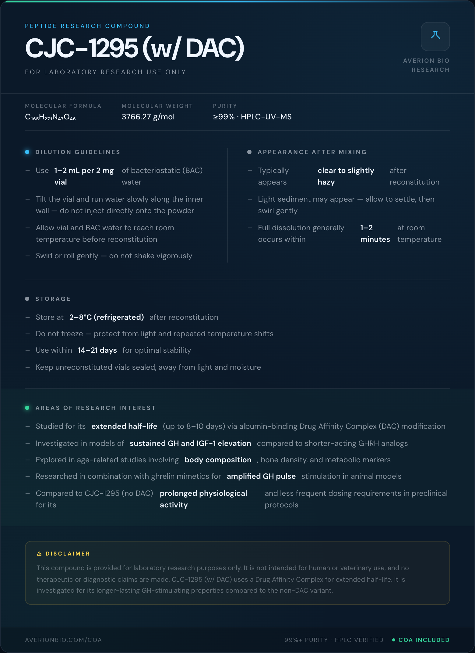 CJC-1295 (w/ DAC) — info card