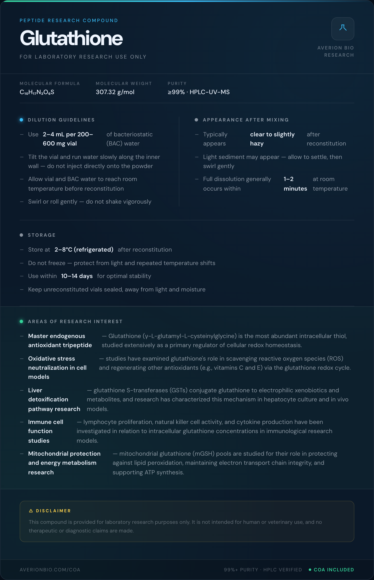 Glutathione — info card