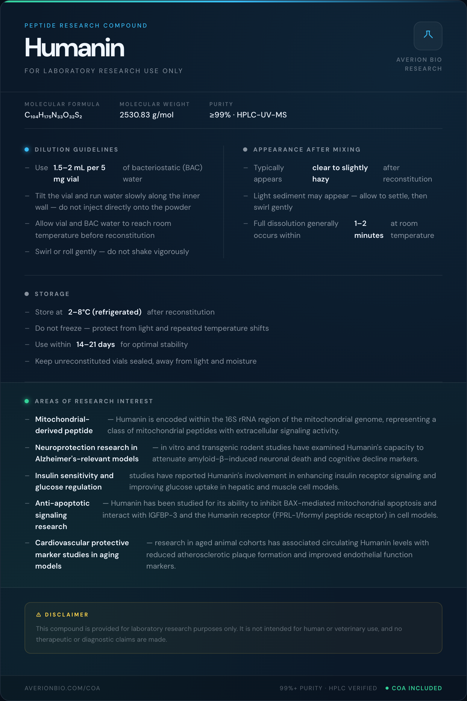 Humanin — info card