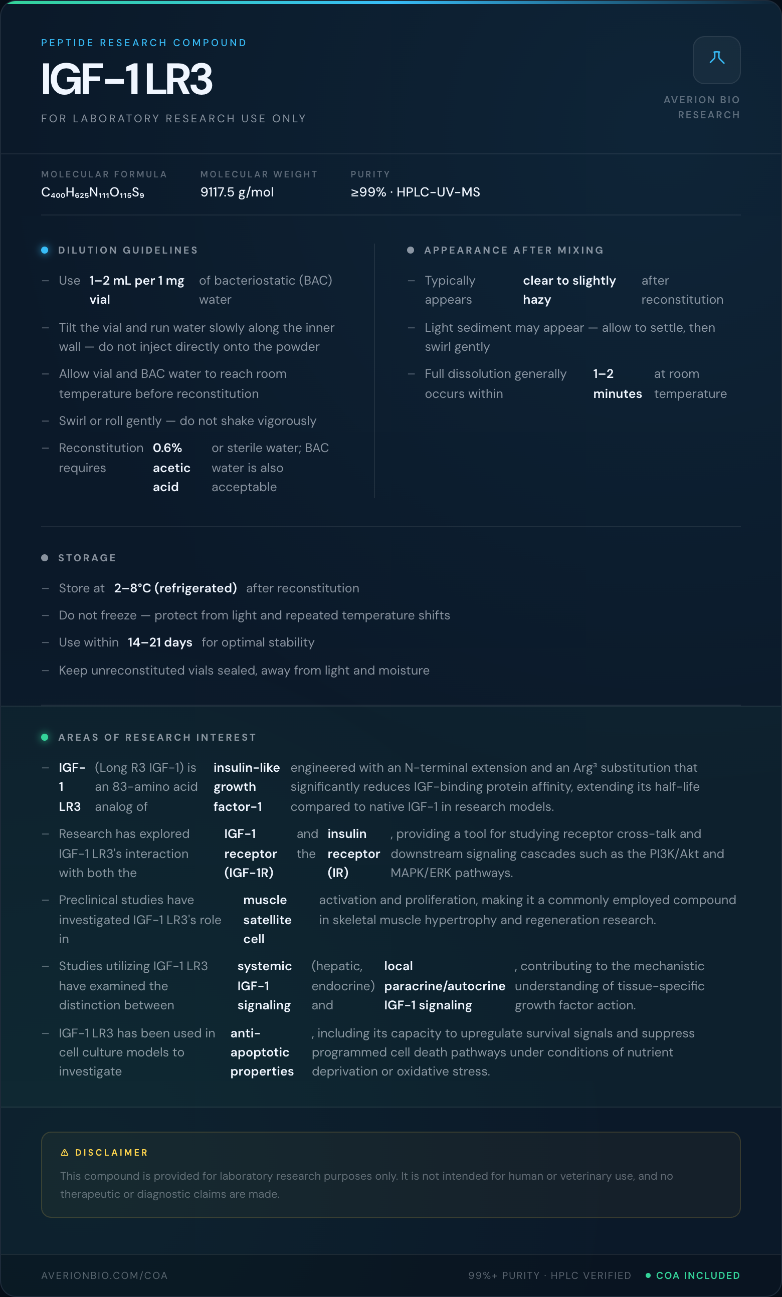 IGF-1 LR3 — info card