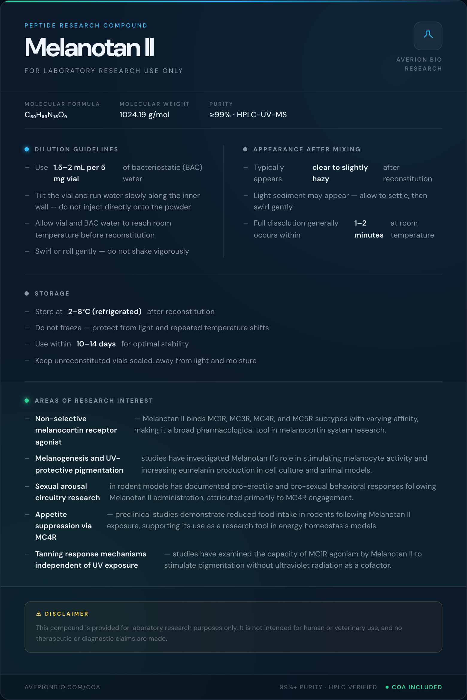 Melanotan II — info card