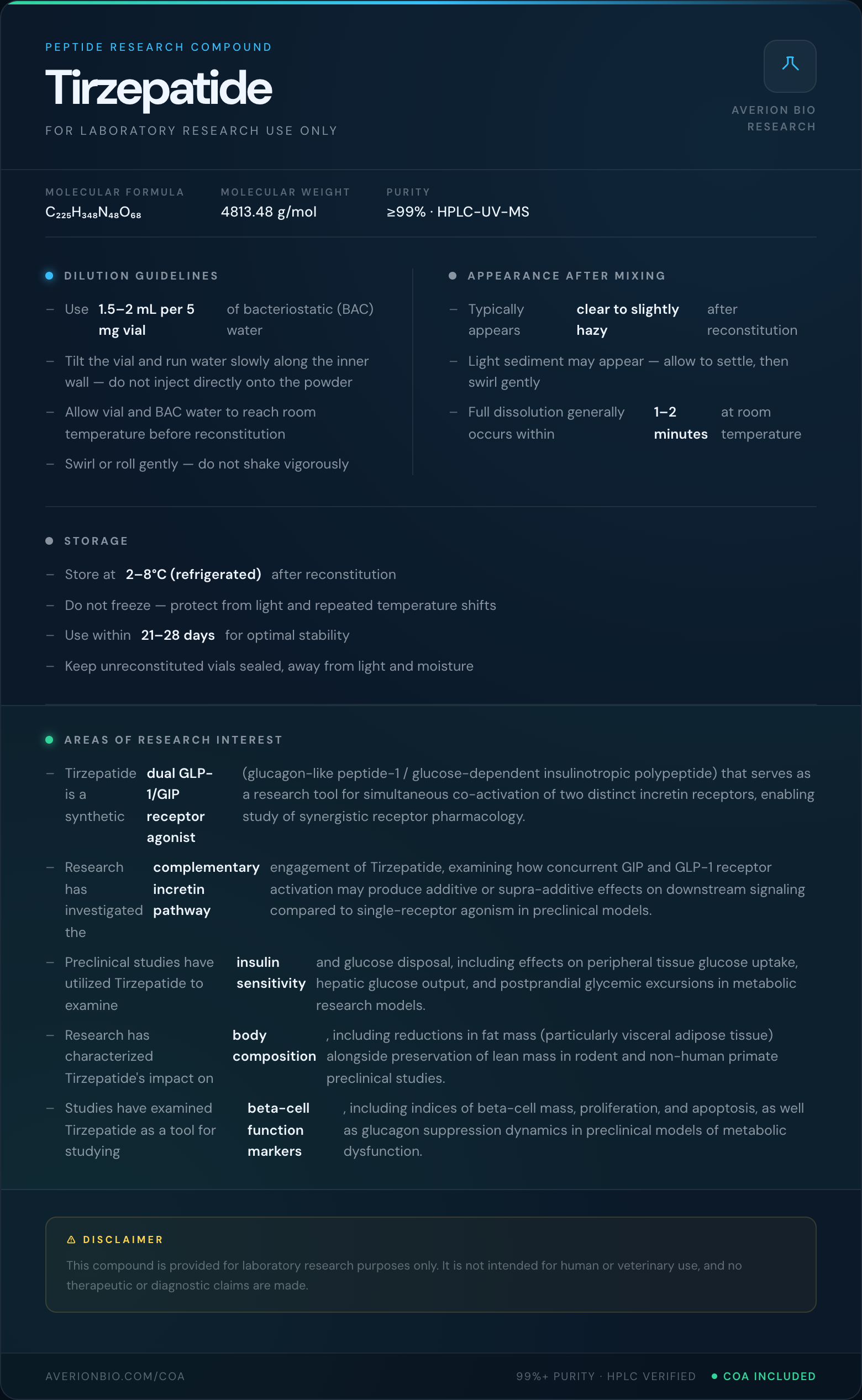 Tirzepatide — info card