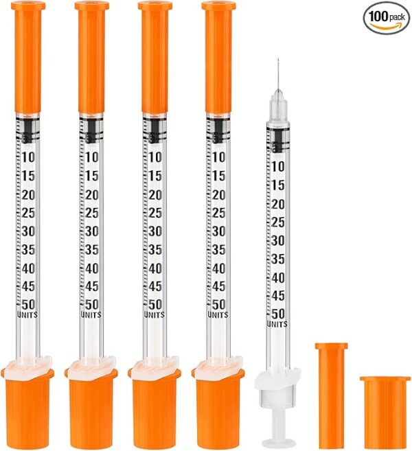100 Pack 0.5ml/cc 31G 5/16Inch Syringes, Lab Syringes, Individual Package